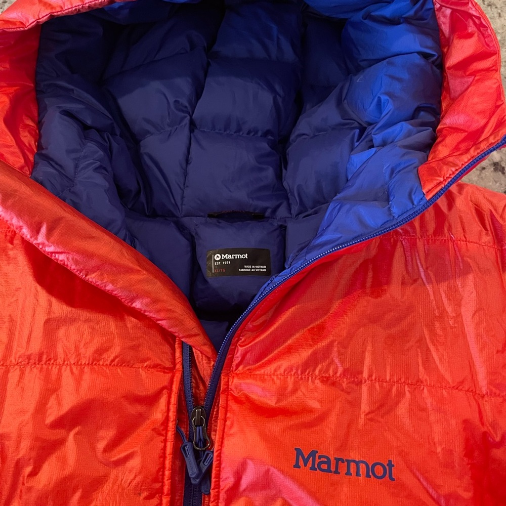 MARMOT “WEST RIB” WARMCUBE 800 DOWN PARKA MENS XL PTP 28 HEM 32 EUC RET$650THICK